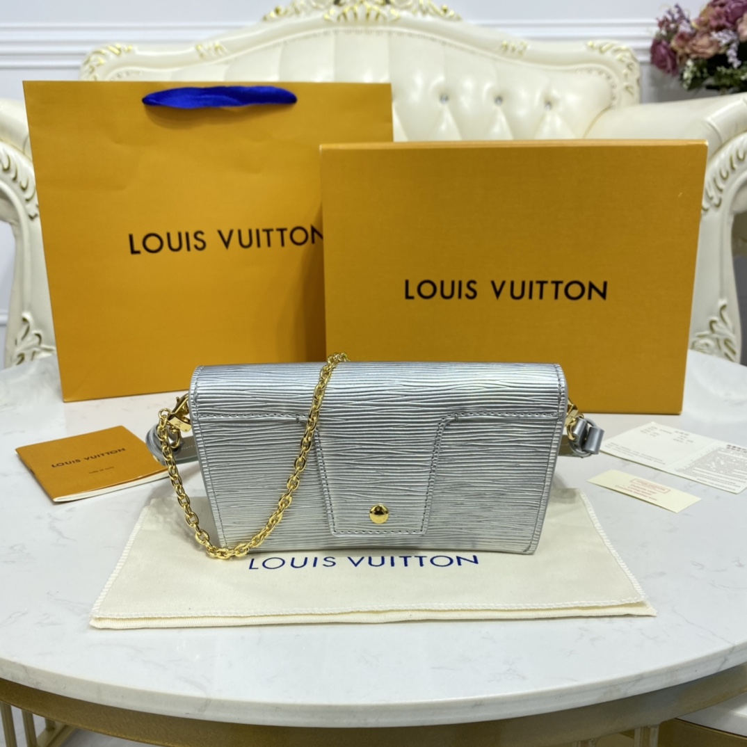 Louis Vuitton PADLOCK ON STRAP Handbag Epi Leather M80819 Silver